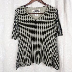 Effie's Heart A-line polka dot tunic stretch cotton short sleeve top boho XL